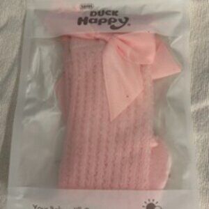 NWT Duck Happy Baby Girl Socks – Pink w/ Bow & Frill, 3–6 Months